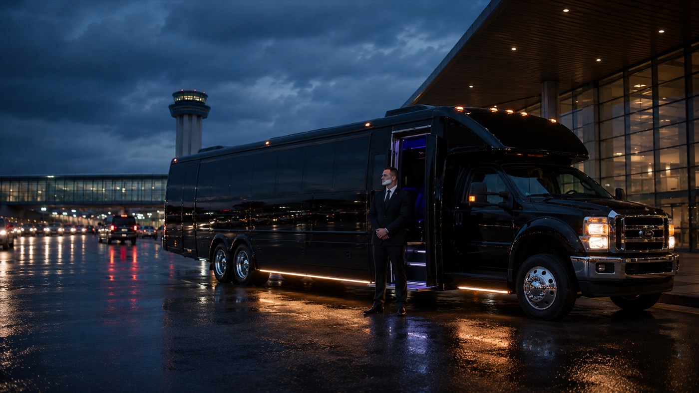 Limo Bus for Detroit Metro Airport transfers - DTW Taxi