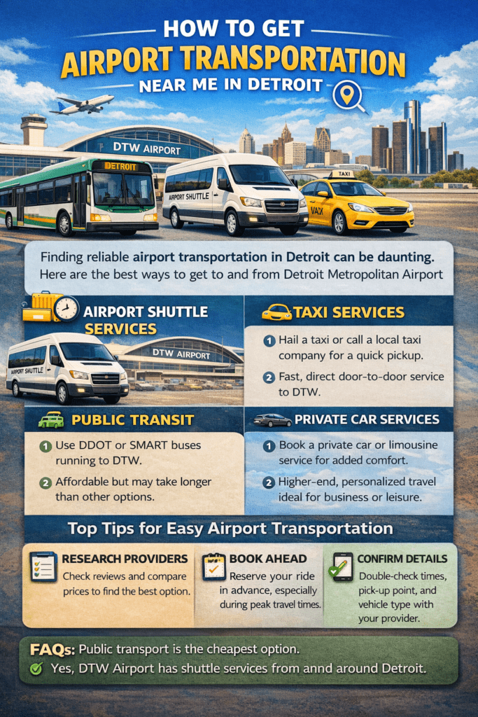 How to get airport transportation in detroit
