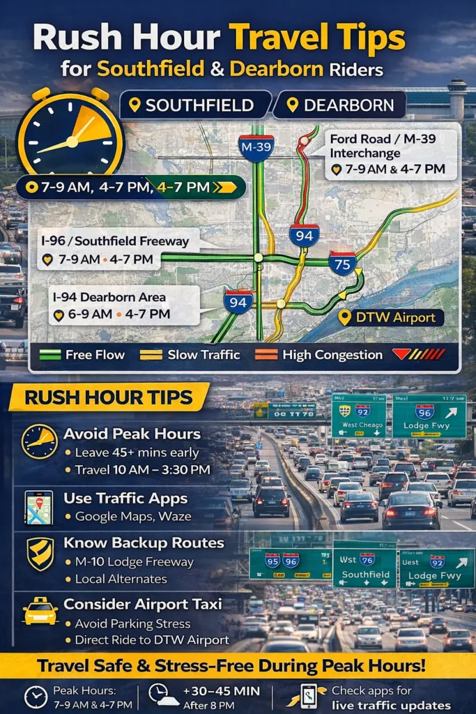 Rush Hour Travel Tips for Southfield & Dearborn Riders (Complete 2026 Guide)